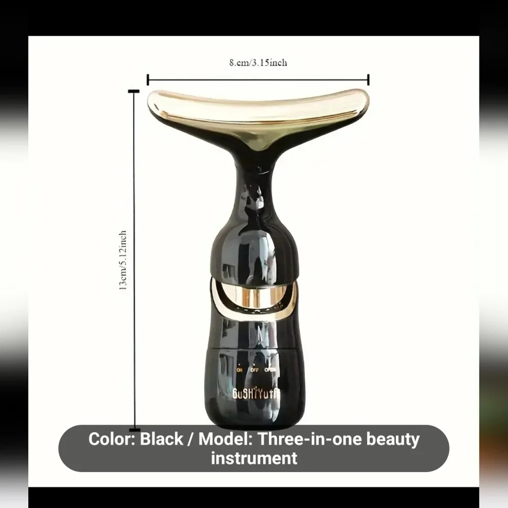 FREE With Bundle Neck & Face Massager Three In One Black/Gold